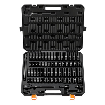 VEVOR Impact Socket Set, 1/2" Drive, 65-Piece Socket Set, 6 Point Sockets, SAE 3/8" to 1-1/4" and Metric 10-24 mm, Easy to Identify, with a Sturdy Storage Case, Cr-V Alloy Steel for Vehicles Repair - CJTTZJCRVCZ6B8N49001V0 - view 1