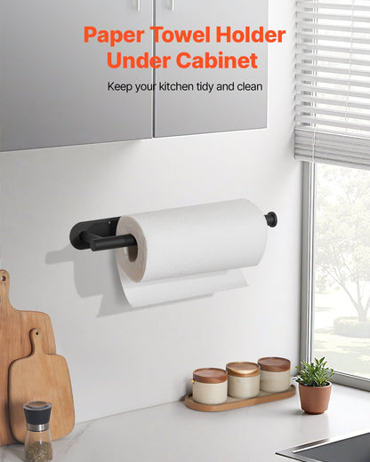 VEVOR Paper Towel Holder Under Cabinet, High-Quality Stainless Steel Paper Towel Holder, Self Adhesive or Drilling Paper Towel Holder Wall Mount for Kitchen, Bathroom, Pantry - CJXBGSCFZJJDYAPNFV0 - view 3