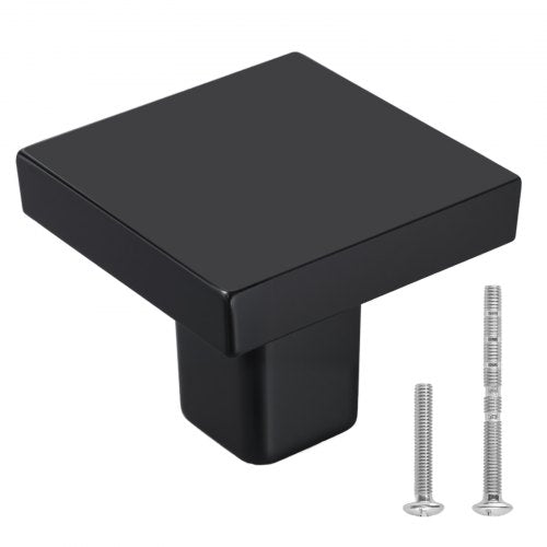 VEVOR Cabinet Knobs, 10 Pack, 1.18 Inch Black Zinc Alloy Drawer Pulls & Door Handles, Square Kitchen Solid Knobs Dresser Handles, Cupboard Hardware with Screws for Bathroom Closet Cabinets Drawers - CJXNFX10PCS031H9B001V0 - view 2