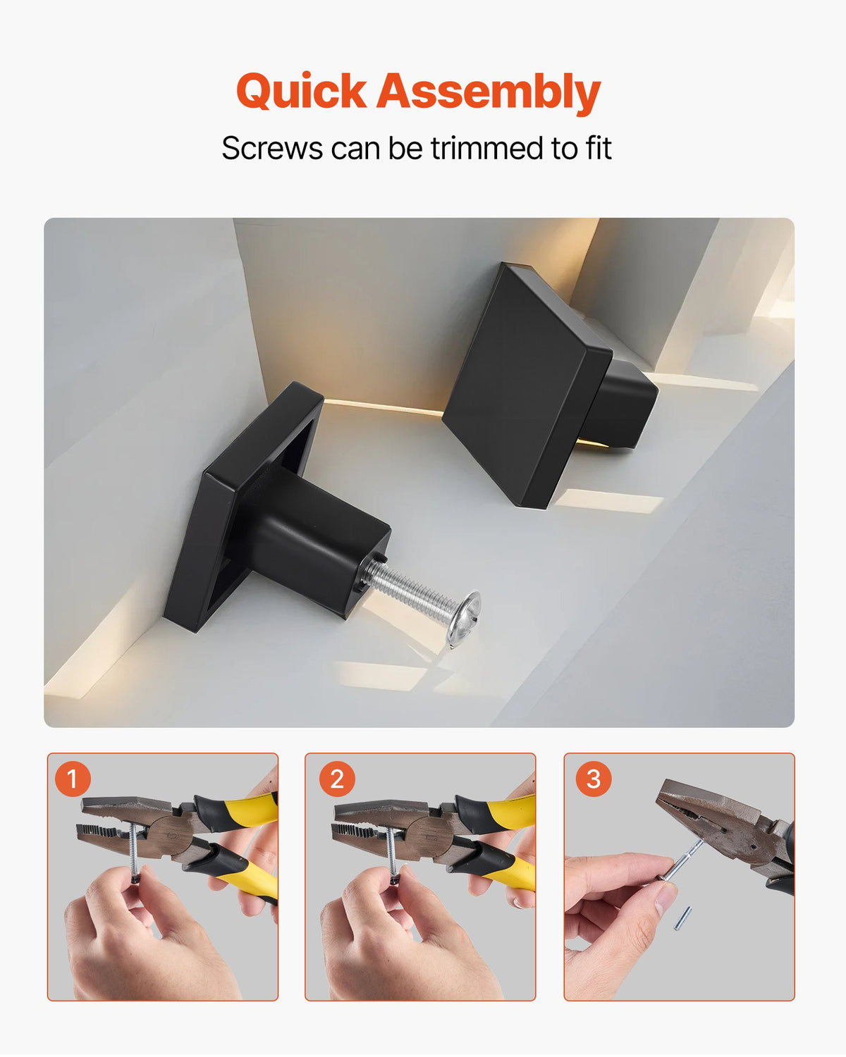 VEVOR Cabinet Knobs, 10 Pack, 1.18 Inch Black Zinc Alloy Drawer Pulls & Door Handles, Square Kitchen Solid Knobs Dresser Handles, Cupboard Hardware with Screws for Bathroom Closet Cabinets Drawers - CJXNFX10PCS031H9B001V0 - view 6