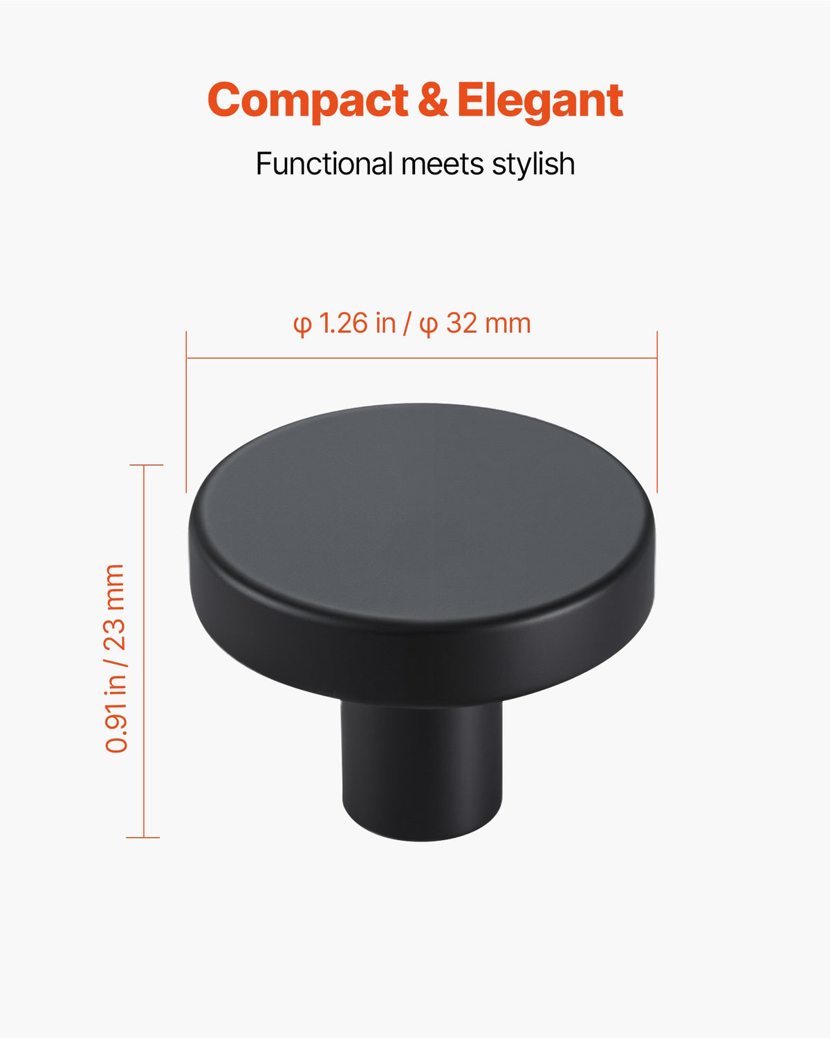 VEVOR Cabinet Knobs, 10 Pack, 1.26 Inch Black Zinc Alloy Drawer Pulls & Door Handles, Mushroom Kitchen Solid Knobs Dresser Handles, Cupboard Hardware with Screws for Bathroom Closet Cabinets Drawers - CJXNJDMGT10PE6O7J001V0 - view 3