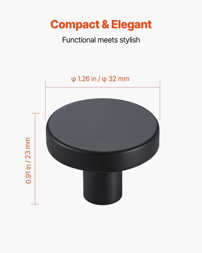 VEVOR Cabinet Knobs, 10 Pack, 1.26 Inch Black Zinc Alloy Drawer Pulls & Door Handles, Mushroom Kitchen Solid Knobs Dresser Handles, Cupboard Hardware with Screws for Bathroom Closet Cabinets Drawers - CJXNJDMGT10PE6O7J001V0 - view 3