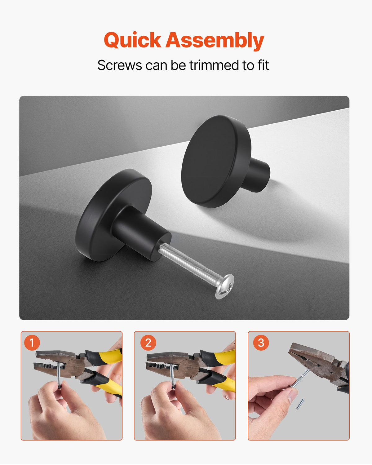 VEVOR Cabinet Knobs, 10 Pack, 1.26 Inch Black Zinc Alloy Drawer Pulls & Door Handles, Mushroom Kitchen Solid Knobs Dresser Handles, Cupboard Hardware with Screws for Bathroom Closet Cabinets Drawers - CJXNJDMGT10PE6O7J001V0 - view 6