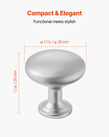 VEVOR Cabinet Knobs, 25 Pack, 1.1 Inch Zinc Alloy Drawer Pulls & Door Handles, Mushroom Kitchen Dresser Solid Knobs, Cupboard Hardware with Screws for Bathroom Closet Cabinets Drawers, Nickel Color - CJXNJDMGT25PMSFU4001V0 - view 3