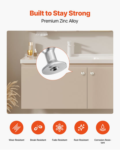 VEVOR Cabinet Knobs, 25 Pack, 1.1 Inch Zinc Alloy Drawer Pulls & Door Handles, Mushroom Kitchen Dresser Solid Knobs, Cupboard Hardware with Screws for Bathroom Closet Cabinets Drawers, Nickel Color - CJXNJDMGT25PMSFU4001V0 - view 4