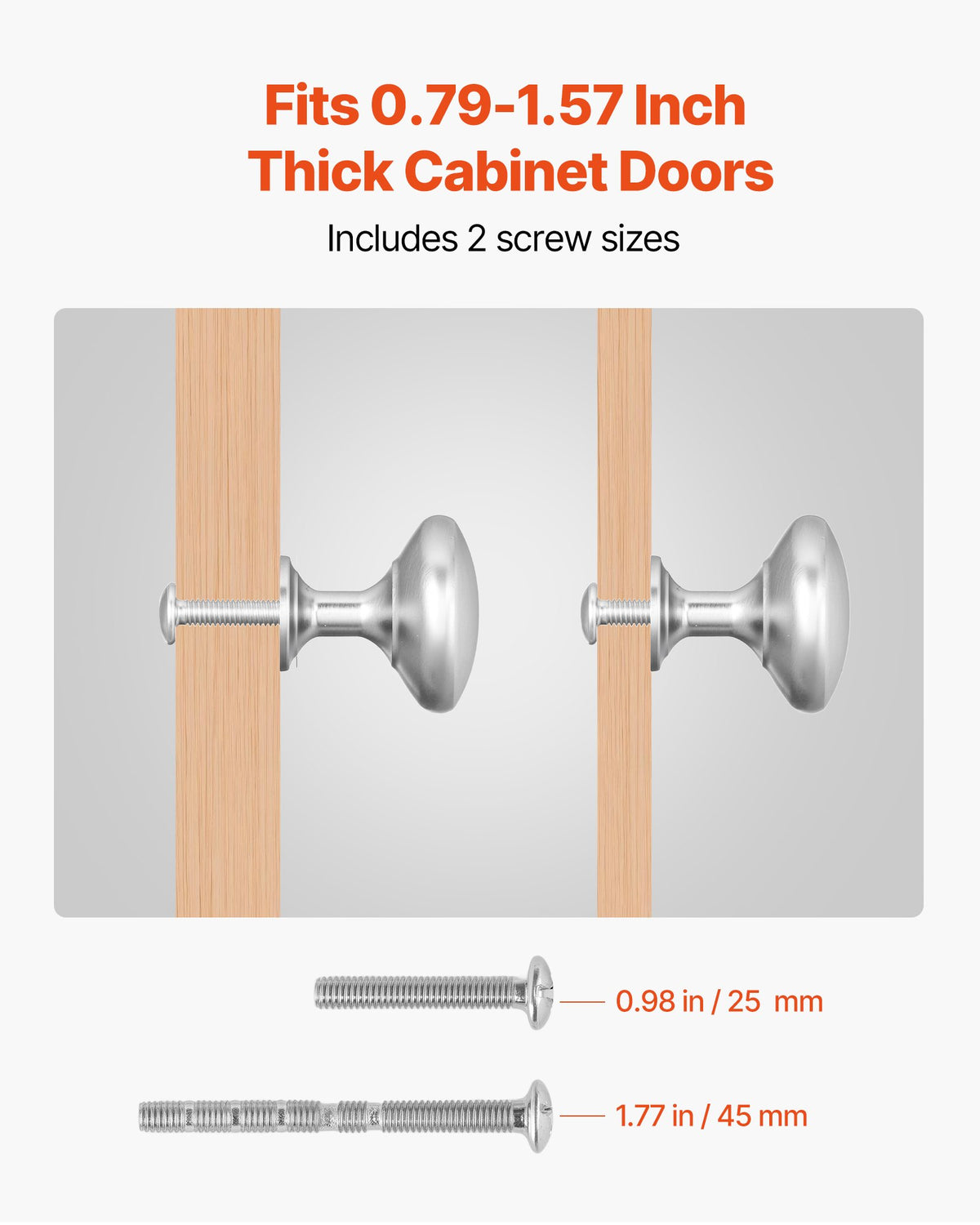 VEVOR Cabinet Knobs, 25 Pack, 1.1 Inch Zinc Alloy Drawer Pulls & Door Handles, Mushroom Kitchen Dresser Solid Knobs, Cupboard Hardware with Screws for Bathroom Closet Cabinets Drawers, Nickel Color - CJXNJDMGT25PMSFU4001V0 - view 5
