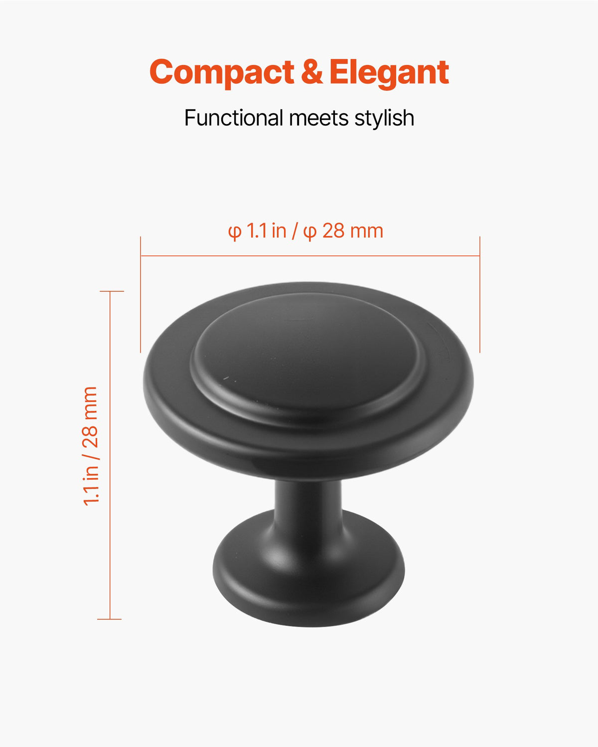 VEVOR Cabinet Knobs, 30 Pack, 1.22 Inch Black Zinc Alloy Drawer Pulls & Door Handles, Mushroom Kitchen Solid Knobs Dresser Handles, Cupboard Hardware with Screws for Bathroom Closet Cabinets Drawers - CJXNJDMGT30PK8WBN001V0 - view 3