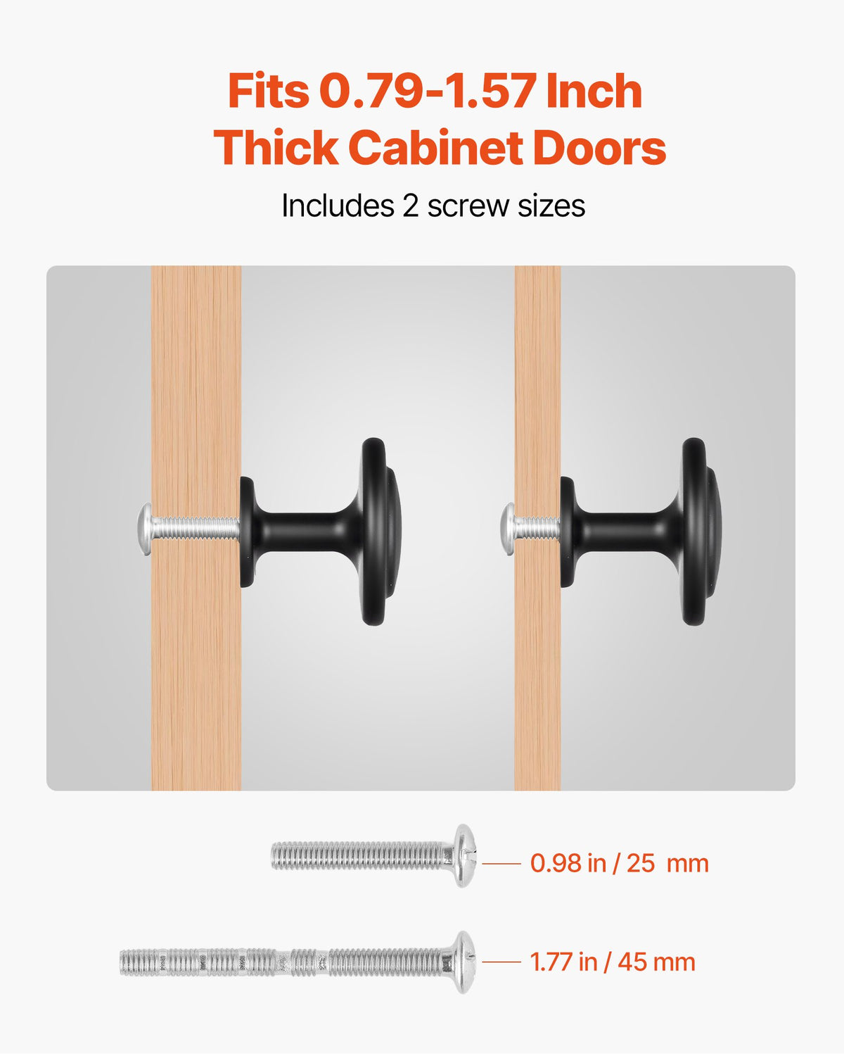 VEVOR Cabinet Knobs, 30 Pack, 1.22 Inch Black Zinc Alloy Drawer Pulls & Door Handles, Mushroom Kitchen Solid Knobs Dresser Handles, Cupboard Hardware with Screws for Bathroom Closet Cabinets Drawers - CJXNJDMGT30PK8WBN001V0 - view 5