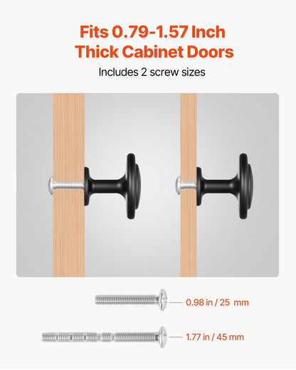 VEVOR Cabinet Knobs, 30 Pack, 1.22 Inch Black Zinc Alloy Drawer Pulls & Door Handles, Mushroom Kitchen Solid Knobs Dresser Handles, Cupboard Hardware with Screws for Bathroom Closet Cabinets Drawers - CJXNJDMGT30PK8WBN001V0 - view 5