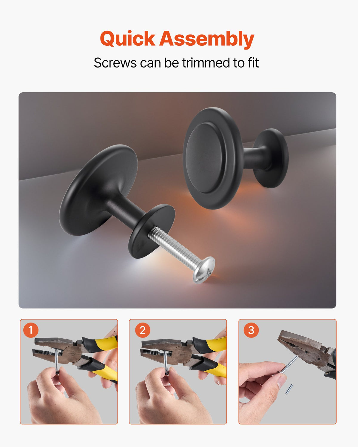 VEVOR Cabinet Knobs, 30 Pack, 1.22 Inch Black Zinc Alloy Drawer Pulls & Door Handles, Mushroom Kitchen Solid Knobs Dresser Handles, Cupboard Hardware with Screws for Bathroom Closet Cabinets Drawers - CJXNJDMGT30PK8WBN001V0 - view 6
