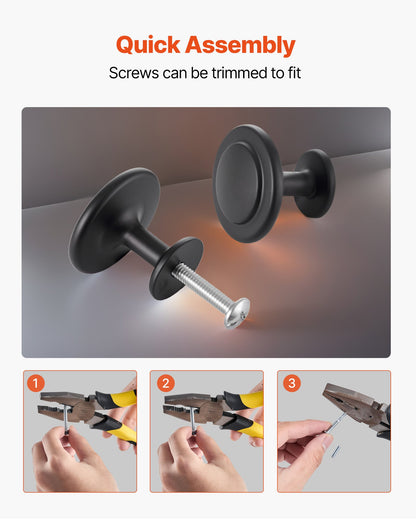 VEVOR Cabinet Knobs, 30 Pack, 1.22 Inch Black Zinc Alloy Drawer Pulls & Door Handles, Mushroom Kitchen Solid Knobs Dresser Handles, Cupboard Hardware with Screws for Bathroom Closet Cabinets Drawers - CJXNJDMGT30PK8WBN001V0 - view 6