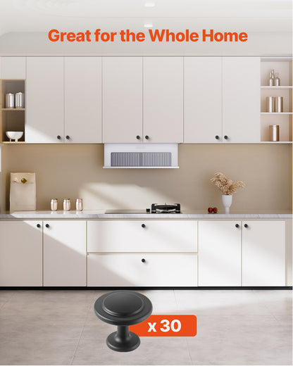 VEVOR Cabinet Knobs, 30 Pack, 1.22 Inch Black Zinc Alloy Drawer Pulls & Door Handles, Mushroom Kitchen Solid Knobs Dresser Handles, Cupboard Hardware with Screws for Bathroom Closet Cabinets Drawers - CJXNJDMGT30PK8WBN001V0 - view 7