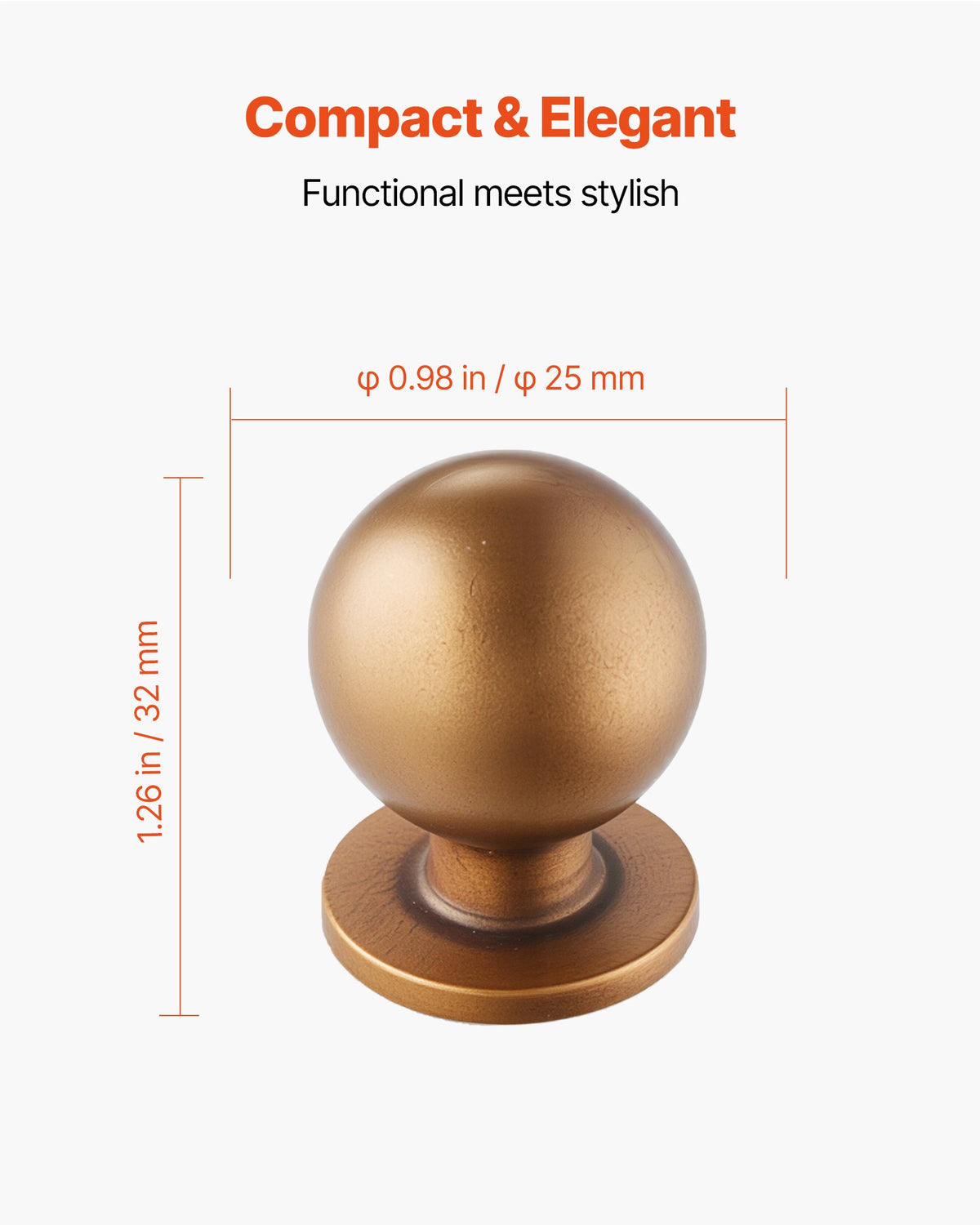VEVOR Cabinet Knobs, 12 Pack, 0.98 Inch Zinc Alloy Drawer Pulls Door Handles, Round Kitchen Dresser Solid Knobs Cupboard Hardware with Screws for Bathroom Closet Cabinets Drawers, Antique Brass Color - CJXNYQ12PCS0E1OAF001V0 - view 3
