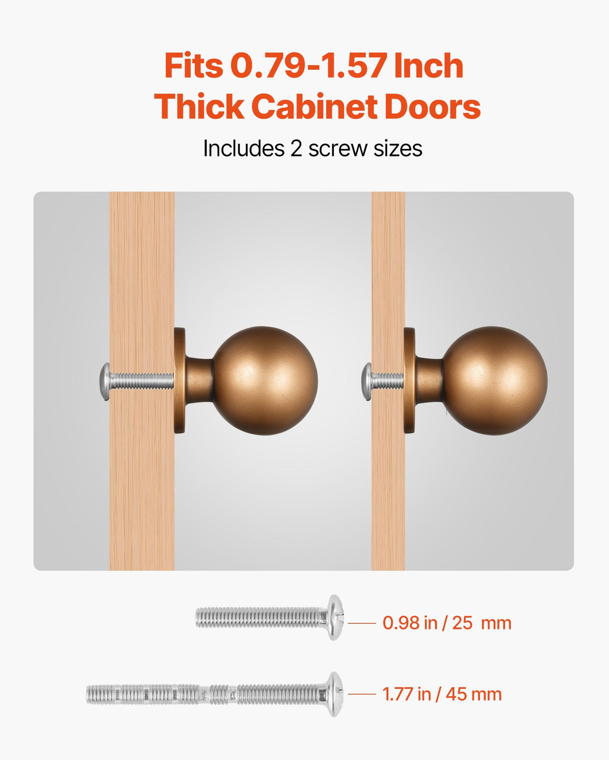 VEVOR Cabinet Knobs, 12 Pack, 0.98 Inch Zinc Alloy Drawer Pulls Door Handles, Round Kitchen Dresser Solid Knobs Cupboard Hardware with Screws for Bathroom Closet Cabinets Drawers, Antique Brass Color - CJXNYQ12PCS0E1OAF001V0 - view 5