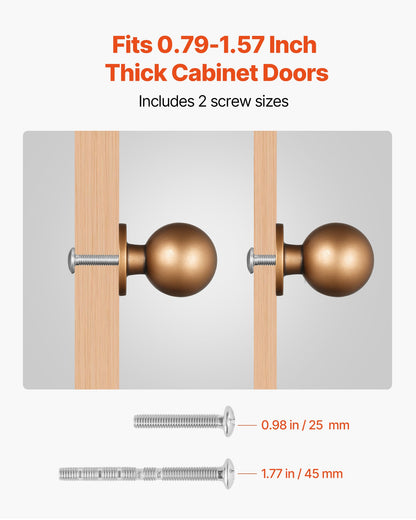 VEVOR Cabinet Knobs, 12 Pack, 0.98 Inch Zinc Alloy Drawer Pulls Door Handles, Round Kitchen Dresser Solid Knobs Cupboard Hardware with Screws for Bathroom Closet Cabinets Drawers, Antique Brass Color - CJXNYQ12PCS0E1OAF001V0 - view 5