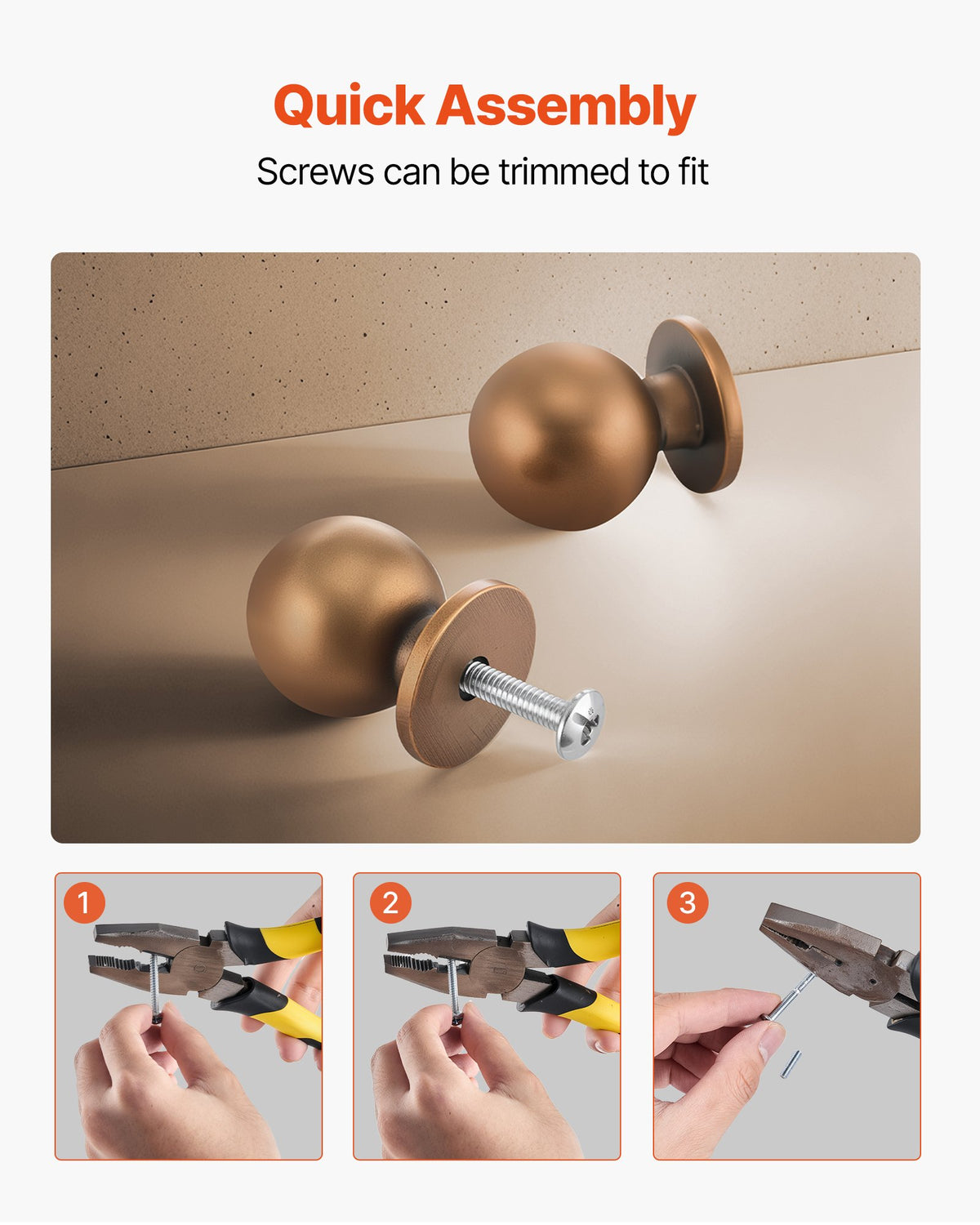 VEVOR Cabinet Knobs, 12 Pack, 0.98 Inch Zinc Alloy Drawer Pulls Door Handles, Round Kitchen Dresser Solid Knobs Cupboard Hardware with Screws for Bathroom Closet Cabinets Drawers, Antique Brass Color - CJXNYQ12PCS0E1OAF001V0 - view 6