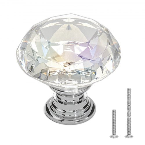 VEVOR Cabinet Knobs, 12 Pack, 1.22 Inch Acrylic & Zinc Alloy Drawer Pulls Door Handles, Diamond Kitchen Solid Knobs Dresser Handles, Cupboard Hardware with Screws for Bathroom Closet Cabinets Drawers - CJXNZSX12PCSPQLV9001V0 - view 2