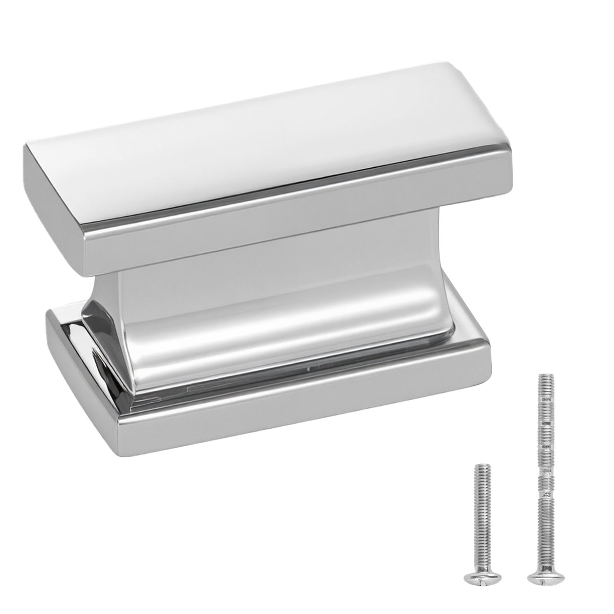 VEVOR Cabinet Knobs, 10 Pack, 1.42 Inch Zinc Alloy Drawer Pulls Door Handles, Rectangular Kitchen Dresser Solid Knobs, Cupboard Hardware with Screws for Bathroom Closet Cabinets Drawers, Chrome Color - CJXNZTX10PCSQ4CTJ001V0 - view 1