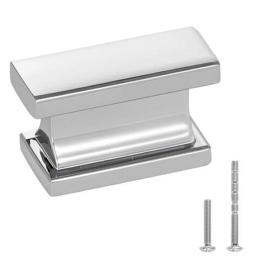 VEVOR Cabinet Knobs, 10 Pack, 1.42 Inch Zinc Alloy Drawer Pulls Door Handles, Rectangular Kitchen Dresser Solid Knobs, Cupboard Hardware with Screws for Bathroom Closet Cabinets Drawers, Chrome Color - CJXNZTX10PCSQ4CTJ001V0 - view 1
