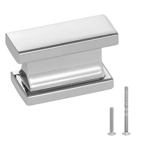 VEVOR Cabinet Knobs, 10 Pack, 1.42 Inch Zinc Alloy Drawer Pulls Door Handles, Rectangular Kitchen Dresser Solid Knobs, Cupboard Hardware with Screws for Bathroom Closet Cabinets Drawers, Chrome Color - CJXNZTX10PCSQ4CTJ001V0 - view 2