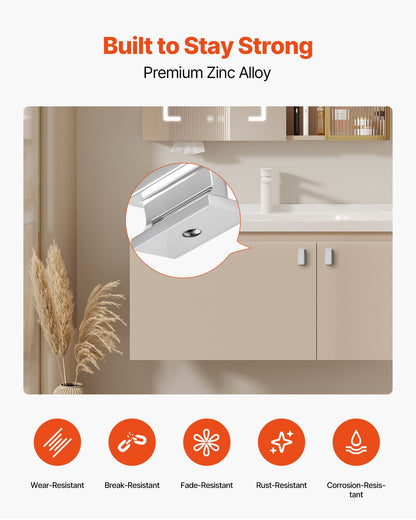 VEVOR Cabinet Knobs, 10 Pack, 1.42 Inch Zinc Alloy Drawer Pulls Door Handles, Rectangular Kitchen Dresser Solid Knobs, Cupboard Hardware with Screws for Bathroom Closet Cabinets Drawers, Chrome Color - CJXNZTX10PCSQ4CTJ001V0 - view 4