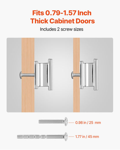 VEVOR Cabinet Knobs, 10 Pack, 1.42 Inch Zinc Alloy Drawer Pulls Door Handles, Rectangular Kitchen Dresser Solid Knobs, Cupboard Hardware with Screws for Bathroom Closet Cabinets Drawers, Chrome Color - CJXNZTX10PCSQ4CTJ001V0 - view 5