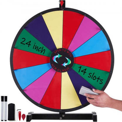 VEVOR 24 inch Spinning Prize Wheel, 14 Slots Tabletop Spinner, Heavy Duty Roulette Wheel with a Dry Erase and 2 Markers, Win Fortune Spin Games in Party Pub Trade Show Carnival - CJZLJP24YCGD8WSCVV0 - view 2