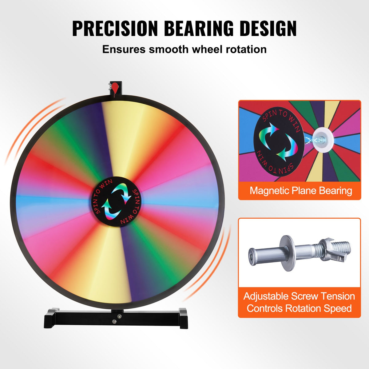 VEVOR 24 inch Spinning Prize Wheel, 14 Slots Tabletop Spinner, Heavy Duty Roulette Wheel with a Dry Erase and 2 Markers, Win Fortune Spin Games in Party Pub Trade Show Carnival - CJZLJP24YCGD8WSCVV0 - view 4