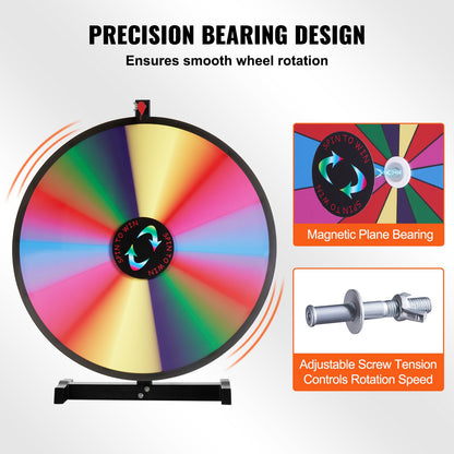 VEVOR 24 inch Spinning Prize Wheel, 14 Slots Tabletop Spinner, Heavy Duty Roulette Wheel with a Dry Erase and 2 Markers, Win Fortune Spin Games in Party Pub Trade Show Carnival - CJZLJP24YCGD8WSCVV0 - view 4
