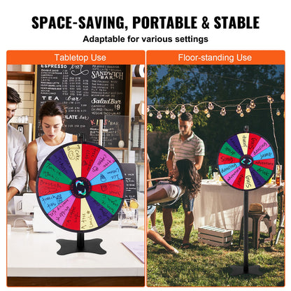 VEVOR 24 inch Spinning Prize Wheel, 14 Slots Spinning Wheel, Roulette Wheel with a Dry Erase and 2 Markers, Tabletop or Floor Standing Win Fortune Spin Games in Party Pub Trade Show Carnival - CJZLJP24YCLDOLAIQV0 - view 6
