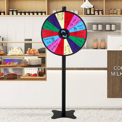 VEVOR 24 inch Spinning Prize Wheel, 14 Slots Spinning Wheel, Roulette Wheel with a Dry Erase and 2 Markers, Tabletop or Floor Standing Win Fortune Spin Games in Party Pub Trade Show Carnival - CJZLJP24YCLDOLAIQV0 - view 9