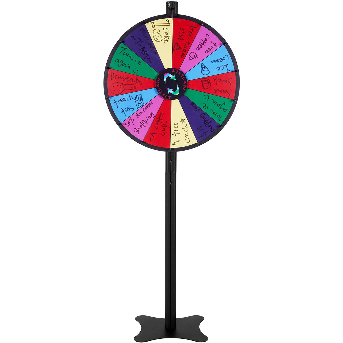 VEVOR 24 inch Spinning Prize Wheel, 14 Slots Spinning Wheel, Roulette Wheel with a Dry Erase and 2 Markers, Tabletop or Floor Standing Win Fortune Spin Games in Party Pub Trade Show Carnival - CJZLJP24YCLDOLAIQV0 - view 10