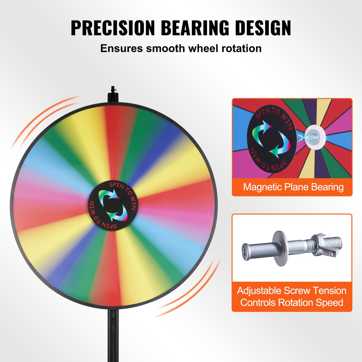 VEVOR 36 inch Spinning Prize Wheel, 18 Slots Spinning Wheel, Roulette Wheel with a Dry Erase and 2 Markers, Tabletop or Floor Standing Win Fortune Spin Games in Party Pub Trade Show Carnival - CJZLJP36YCLD348OOV0 - view 4