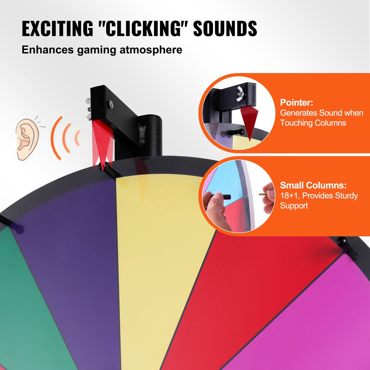 VEVOR 36 inch Spinning Prize Wheel, 18 Slots Spinning Wheel, Roulette Wheel with a Dry Erase and 2 Markers, Tabletop or Floor Standing Win Fortune Spin Games in Party Pub Trade Show Carnival - CJZLJP36YCLD348OOV0 - view 5