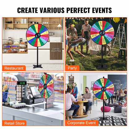 VEVOR 36 inch Spinning Prize Wheel, 18 Slots Spinning Wheel, Roulette Wheel with a Dry Erase and 2 Markers, Tabletop or Floor Standing Win Fortune Spin Games in Party Pub Trade Show Carnival - CJZLJP36YCLD348OOV0 - view 7