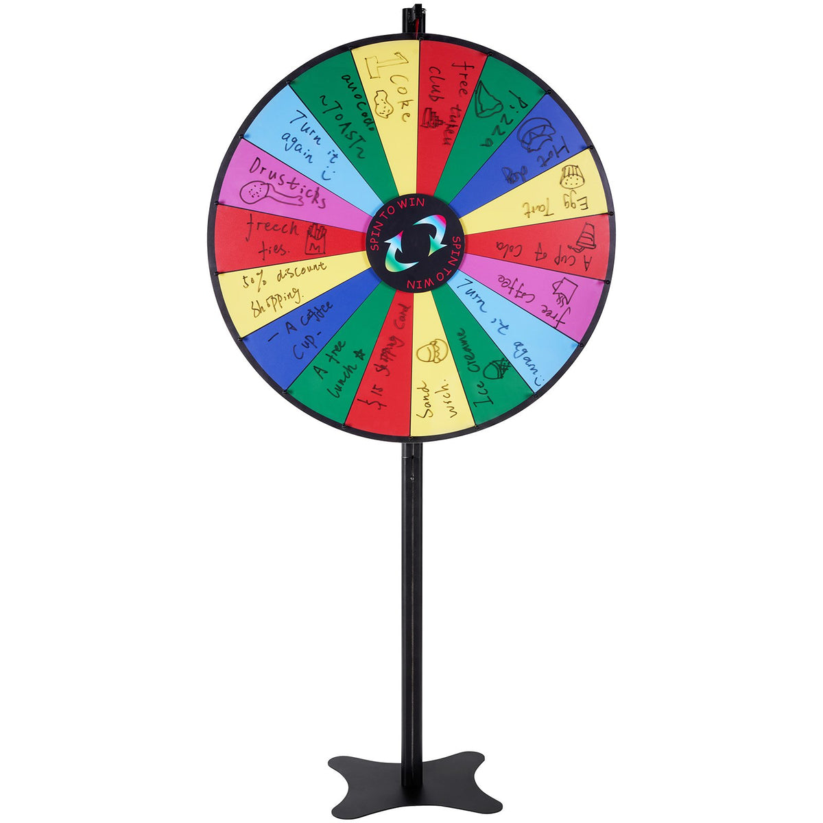 VEVOR 36 inch Spinning Prize Wheel, 18 Slots Spinning Wheel, Roulette Wheel with a Dry Erase and 2 Markers, Tabletop or Floor Standing Win Fortune Spin Games in Party Pub Trade Show Carnival - CJZLJP36YCLD348OOV0 - view 10