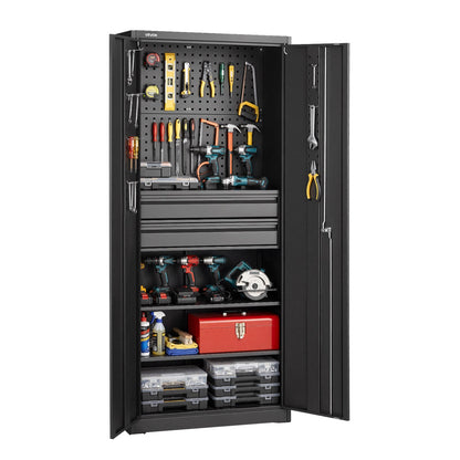 VEVOR Metal Storage Cabinet, 180 lbs Shelf Load Capacity, 70.87" Tall Garage Tool Storage Cabinet with 2 Locking Doors, Adjustable Shelves, 2 Drawers, Pegboard, for Garage, Home, Office, Utility Room - CKCWJGJDCTNCWGRS9001V0 - view 1