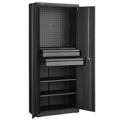 VEVOR Metal Storage Cabinet, 180 lbs Shelf Load Capacity, 70.87" Tall Garage Tool Storage Cabinet with 2 Locking Doors, Adjustable Shelves, 2 Drawers, Pegboard, for Garage, Home, Office, Utility Room - CKCWJGJDCTNCWGRS9001V0 - view 10