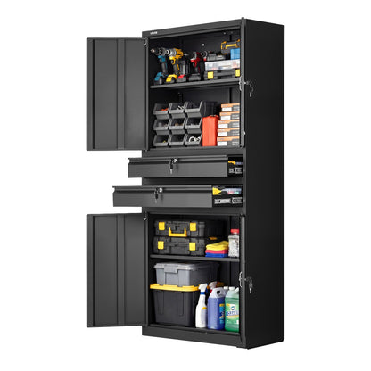 VEVOR Metal Storage Cabinet, 180 lbs Shelf Load Capacity, 70.87" Tall Garage Tool Storage Cabinet with 4 Locking Doors and Adjustable Shelves, 2 Drawers, for Garage, Home, Office, Utility Room, Black - CKCWJGJDCTYB9AK4X001V0 - view 1