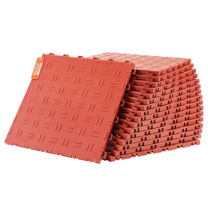 VEVOR Garage Tiles Interlocking, 12 x 12 x 0.53 inch 25 Pack Garage Floor Covering Tiles, Non-Slip Double-Sided Texture Garage Flooring Tiles, for Garages, Basements, Repair Shops, Red - CKDDHSJ251212BWPIV0 - view 1