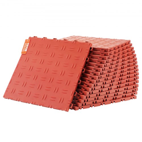 VEVOR Garage Tiles Interlocking, 12 x 12 x 0.53 inch 25 Pack Garage Floor Covering Tiles, Non-Slip Double-Sided Texture Garage Flooring Tiles, for Garages, Basements, Repair Shops, Red - CKDDHSJ251212BWPIV0 - view 2