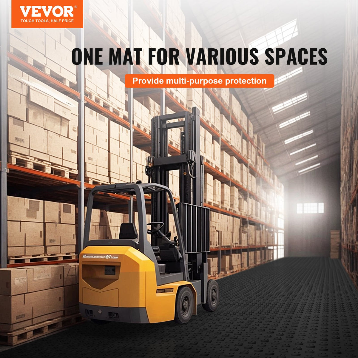 VEVOR Garage Tiles Interlocking, 12 x 12 x 0.53 inch 25 Pack Garage Floor Covering Tiles, Non-Slip Double-Sided Texture Garage Flooring Tiles, for Garages, Basements, Repair Shops, Black - CKDDHSJ251212I91TV0 - view 3