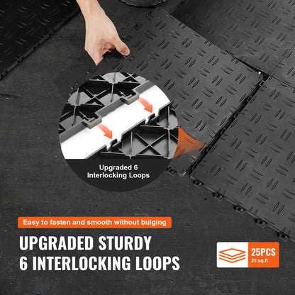 VEVOR Garage Tiles Interlocking, 12 x 12 x 0.53 inch 25 Pack Garage Floor Covering Tiles, Non-Slip Double-Sided Texture Garage Flooring Tiles, for Garages, Basements, Repair Shops, Black - CKDDHSJ251212I91TV0 - view 7