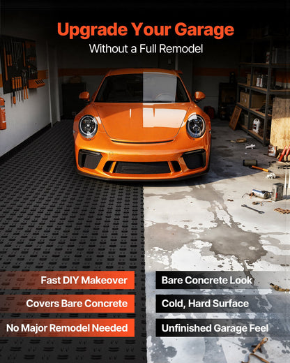 VEVOR Garage Tiles Interlocking, 12 x 12 x 0.53 inch 50 Pack Garage Floor Covering Tiles, Non-Slip Double-Sided Texture Garage Flooring Tiles, for Garages, Basements, Repair Shops, Black - CKDDHSJ501212XQF0V0 - view 3