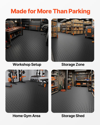 VEVOR Garage Tiles Interlocking, 12 x 12 x 0.53 inch 50 Pack Garage Floor Covering Tiles, Non-Slip Double-Sided Texture Garage Flooring Tiles, for Garages, Basements, Repair Shops, Black - CKDDHSJ501212XQF0V0 - view 7