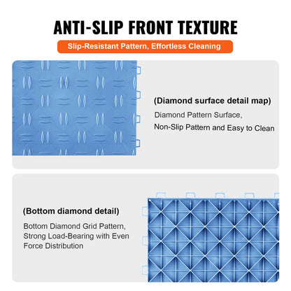 VEVOR Garage Tiles Interlocking, 12 x 12 x 0.53 inch 25 Pack Garage Floor Covering Tiles, Non-Slip Double-Sided Texture Garage Flooring Tiles, for Garages, Basements, Repair Shops, Blue - CKDDLSJ251212C791V0 - view 5
