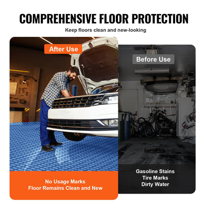 VEVOR Garage Tiles Interlocking, 12 x 12 x 0.53 inch 25 Pack Garage Floor Covering Tiles, Non-Slip Double-Sided Texture Garage Flooring Tiles, for Garages, Basements, Repair Shops, Blue - CKDDLSJ251212C791V0 - view 6