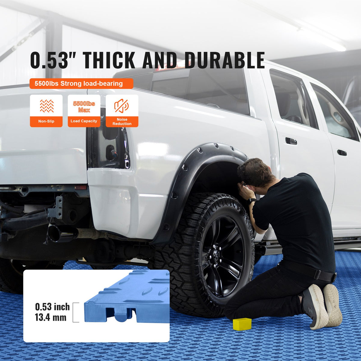 VEVOR Garage Tiles Interlocking, 12 x 12 x 0.53 inch 50 Pack Garage Floor Covering Tiles, Non-Slip Double-Sided Texture Garage Flooring Tiles, for Garages, Basements, Repair Shops, Blue - CKDDLSJ501212K34WV0 - view 4