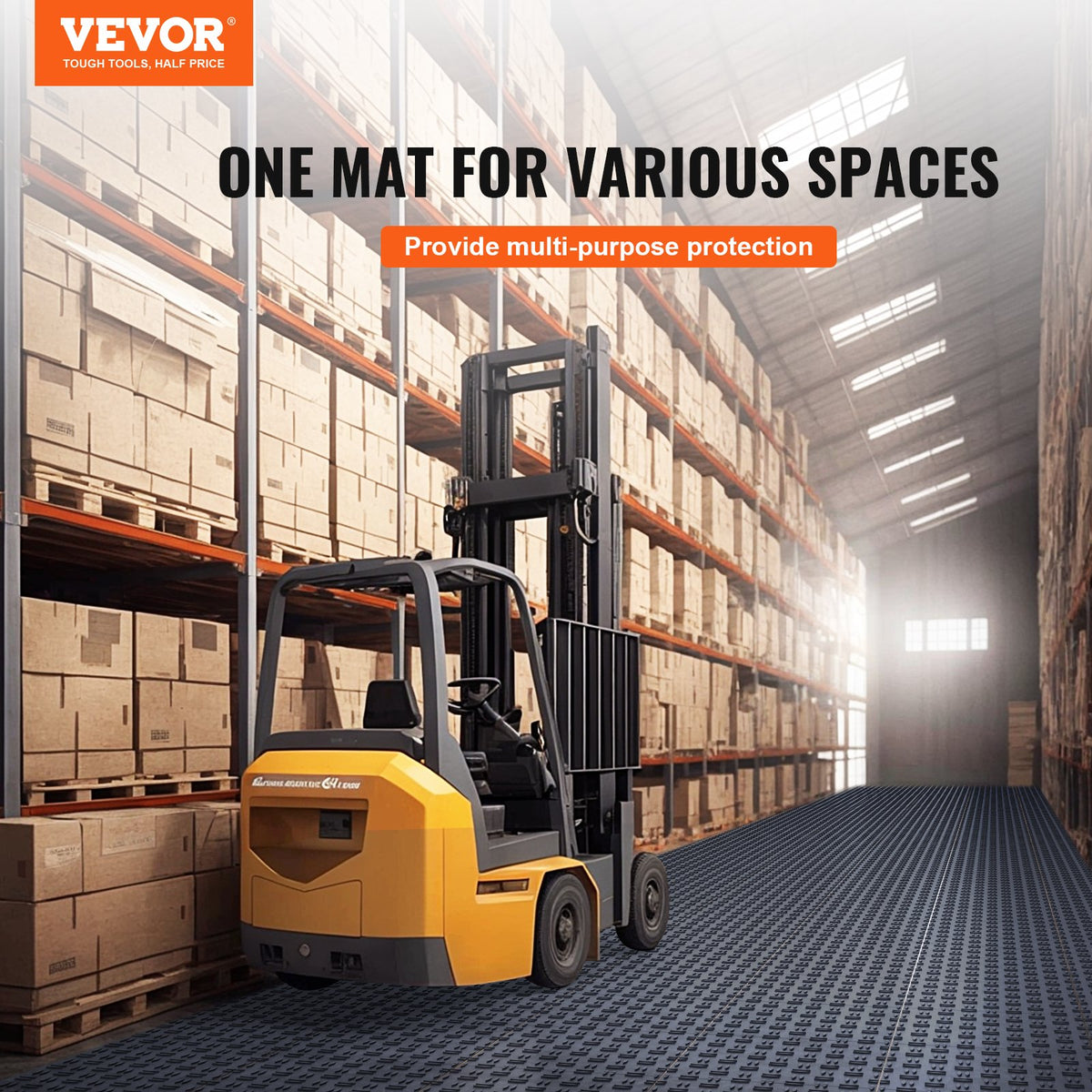 VEVOR Garage Tiles Interlocking, 12 x 12 x 0.53 inch 25 Pack Garage Floor Covering Tiles, Non-Slip Double-Sided Texture Garage Flooring Tiles, for Garages, Basements, Repair Shops, Graphite Gray - CKDDSMH251212F3N8V0 - view 3