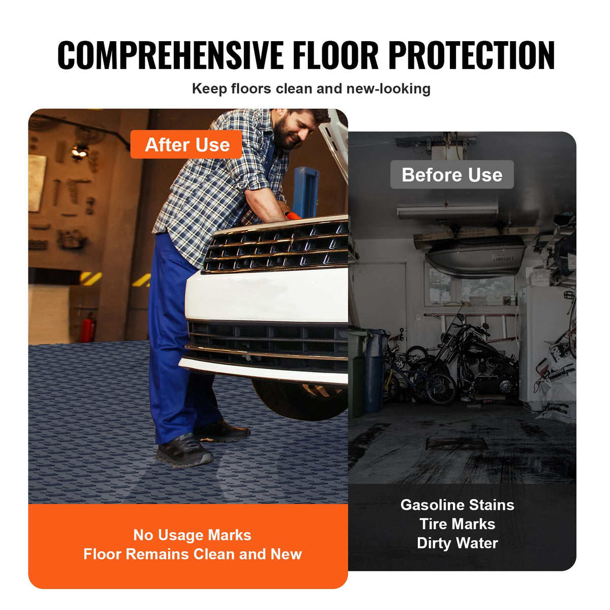 VEVOR Garage Tiles Interlocking, 12 x 12 x 0.53 inch 25 Pack Garage Floor Covering Tiles, Non-Slip Double-Sided Texture Garage Flooring Tiles, for Garages, Basements, Repair Shops, Graphite Gray - CKDDSMH251212F3N8V0 - view 6